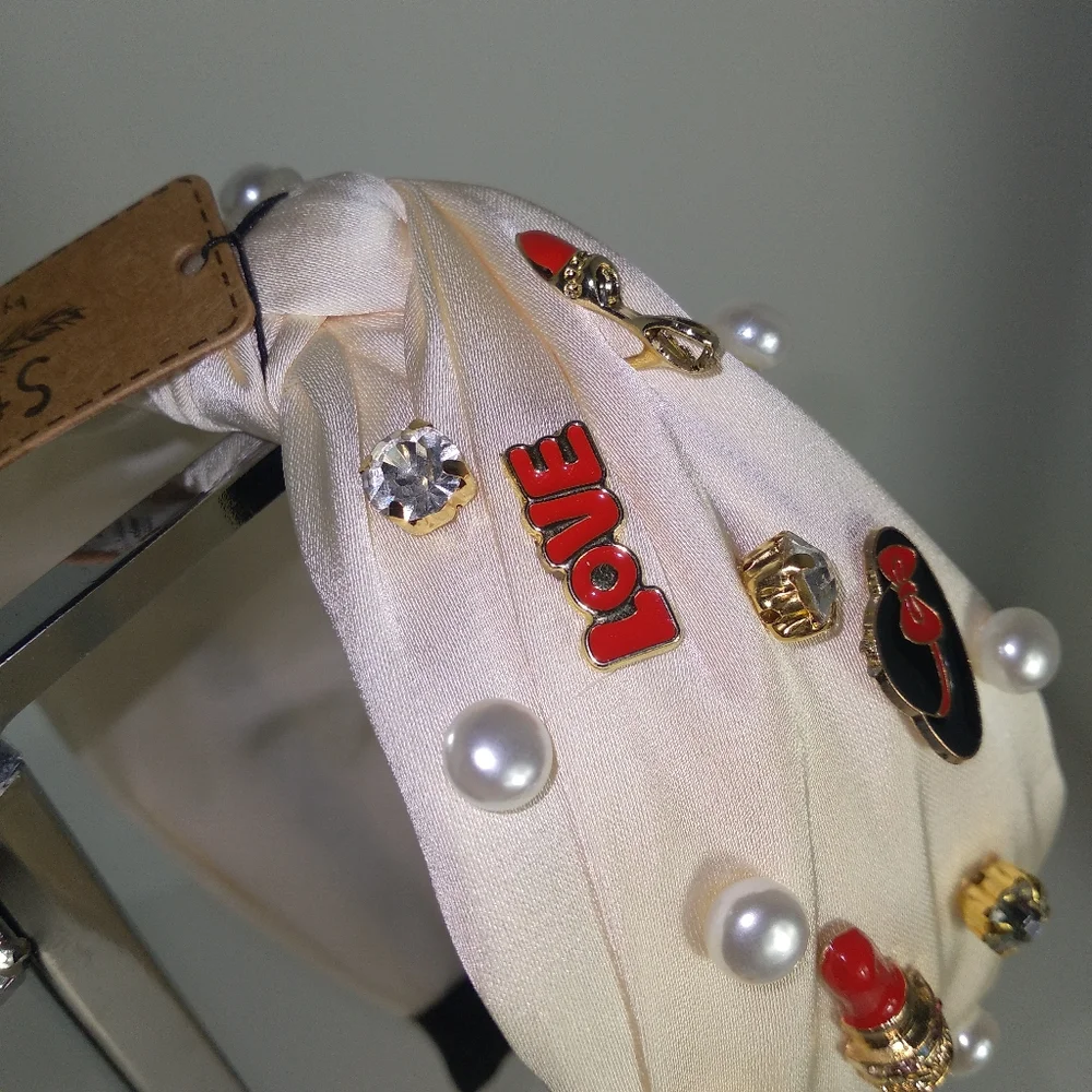Embellished Lover Of Shoes & Fashion Cream Headband